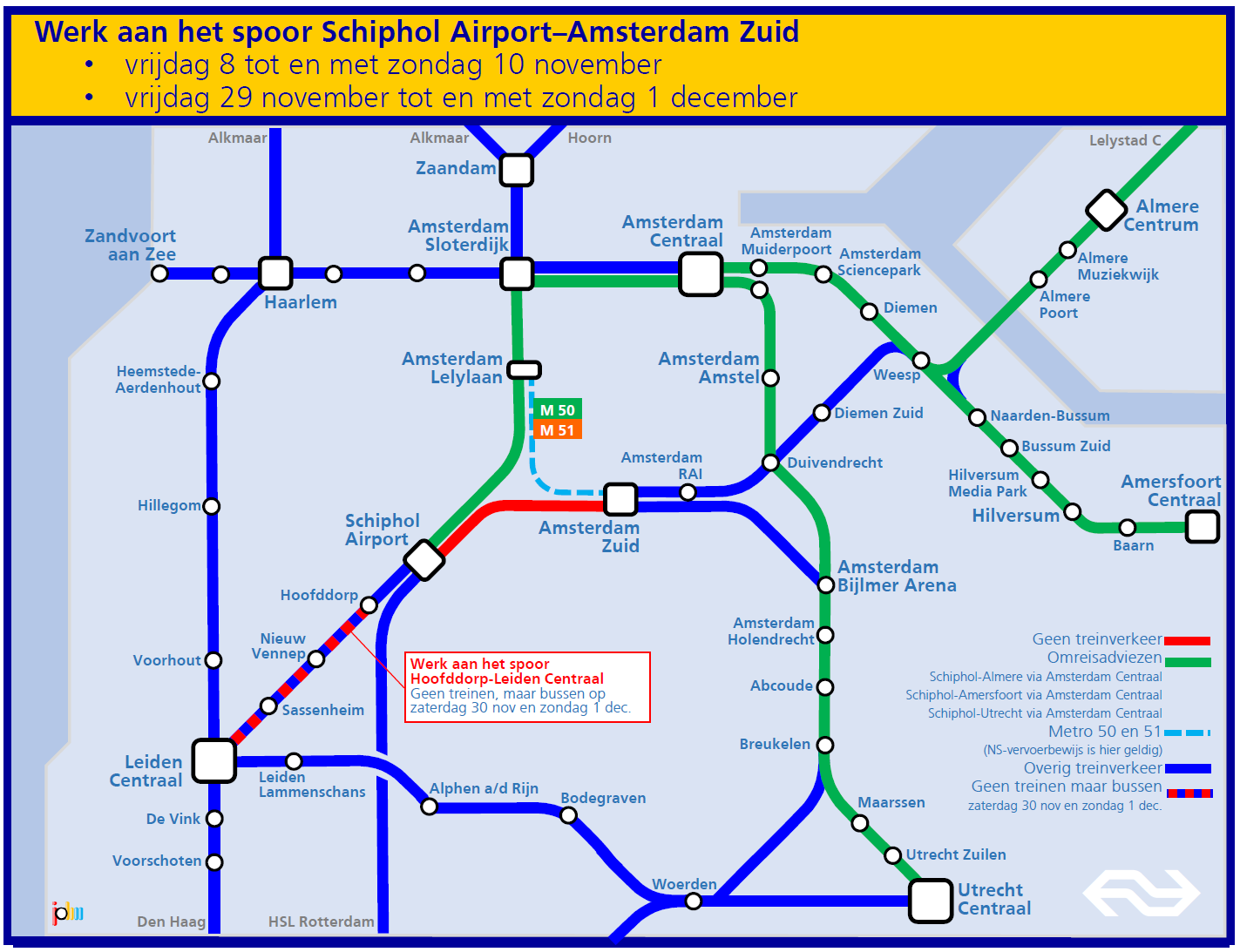 Werkzaamheden station Schiphol